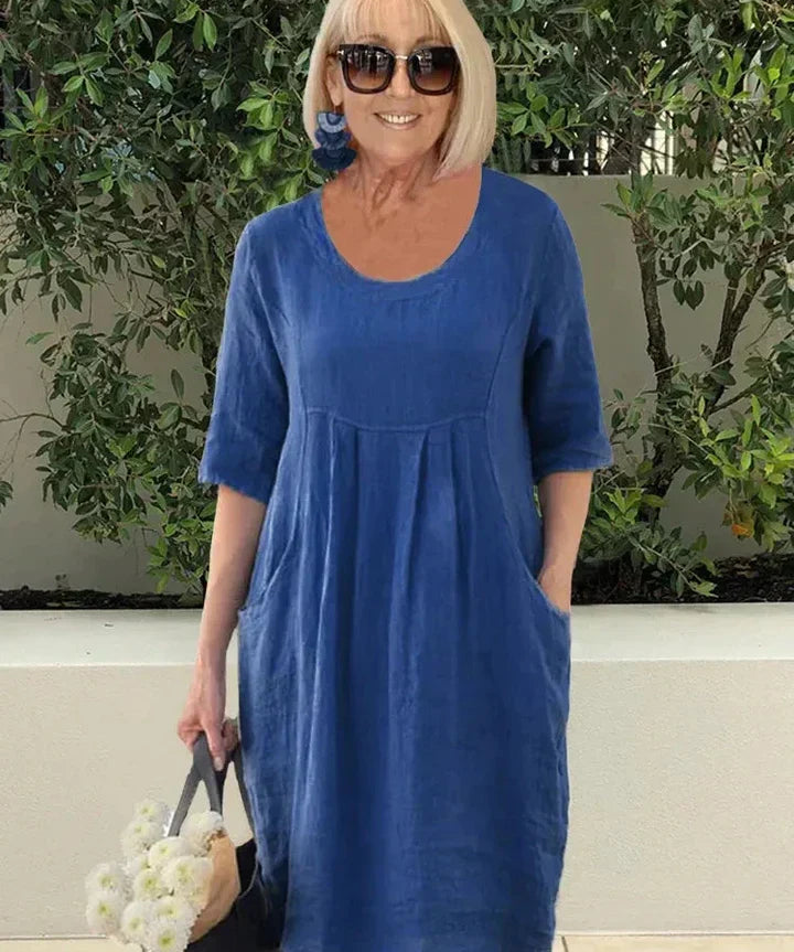 LISA | Effortlessly Chic Loose Cotton Blend Dress - Lizabella Fashion