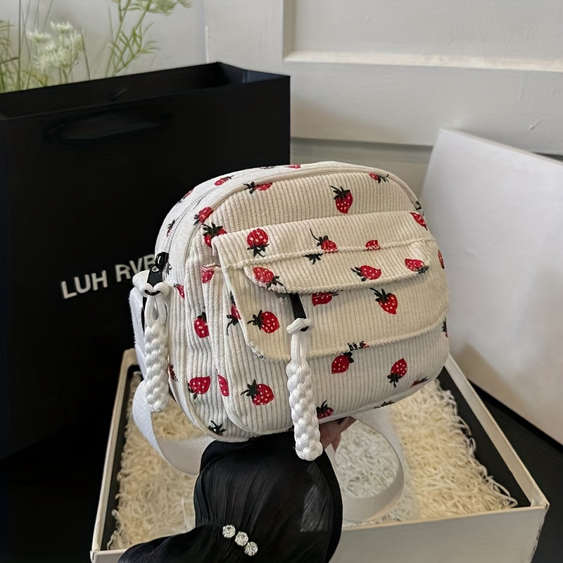 Ellison | Strawberry Delight Corduroy Crossbody Bag