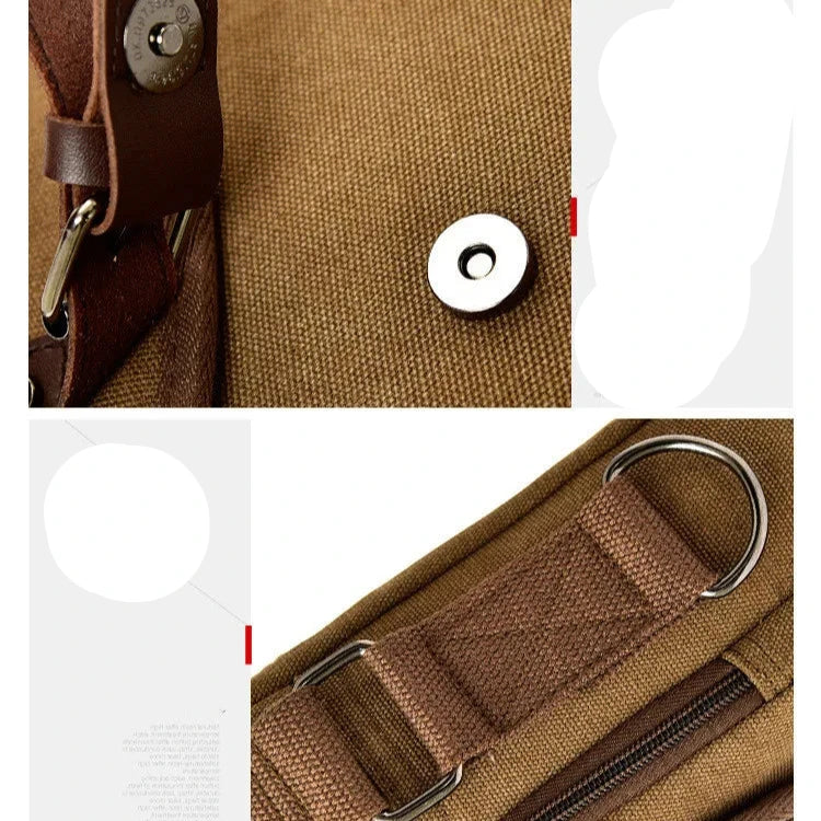 Raul | Small Multi-Pocket Canvas Crossbody Messenger Bag