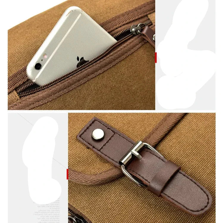 Raul | Small Multi-Pocket Canvas Crossbody Messenger Bag