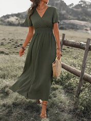 HEATHER | Elegant V-Neck Long Boho Dress