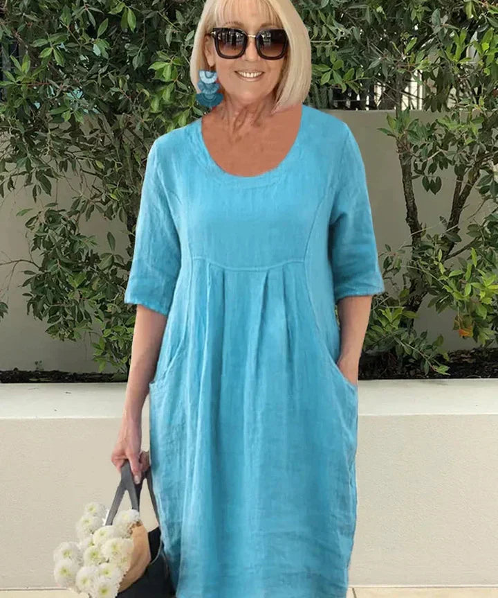 LISA | Effortlessly Chic Loose Cotton Blend Dress - Lizabella Fashion