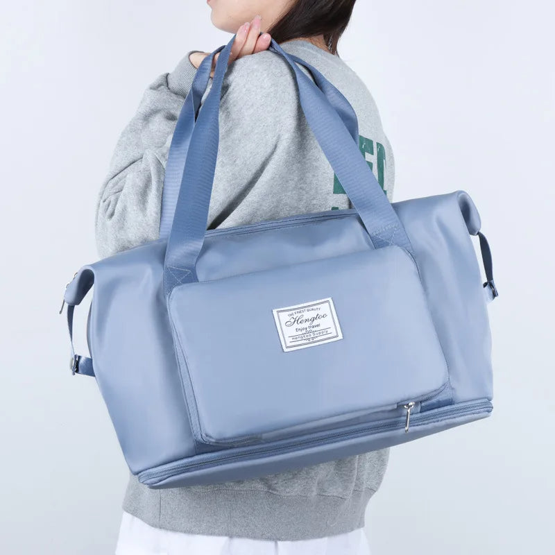 Extra Large Foldable Travel Duffle Bag with Convenient Dry Wet Separation Pocket