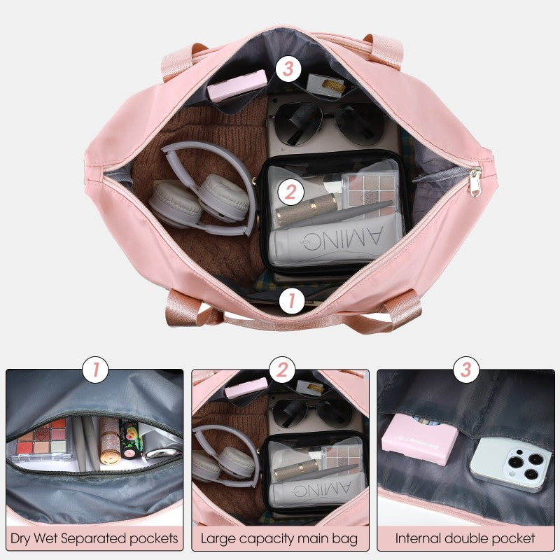 Extra Large Foldable Travel Duffle Bag with Convenient Dry Wet Separation Pocket