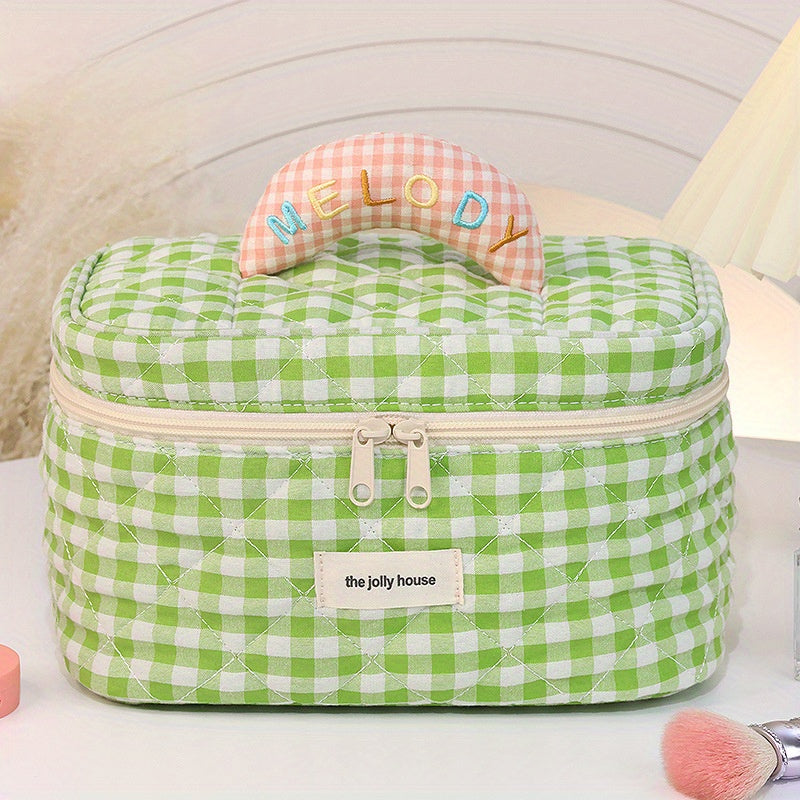 Indy | Charming Gingham Design Travel Cosmetics Bag