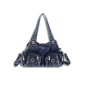 Beatrice | Vintage Washed Denim Crossbody Messenger Bag