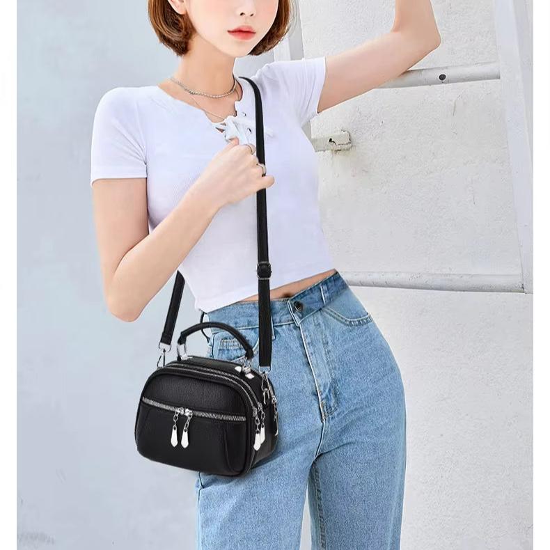 Kaeli | Small Compact Multi-Zip Crossbody Handbag