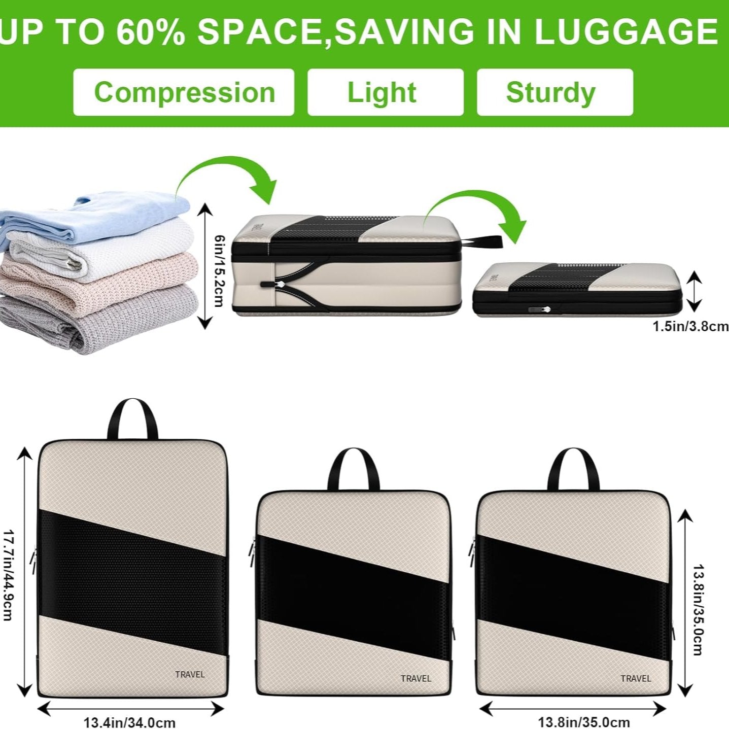 Ashlynn | 6 Pack Compression Packing Cubes Travel Organisers