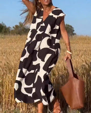 CLAIRE | Printed Maxi Dress with V-Neck