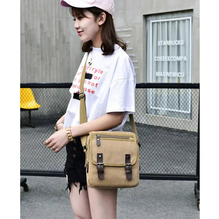 Raul | Small Multi-Pocket Canvas Crossbody Messenger Bag