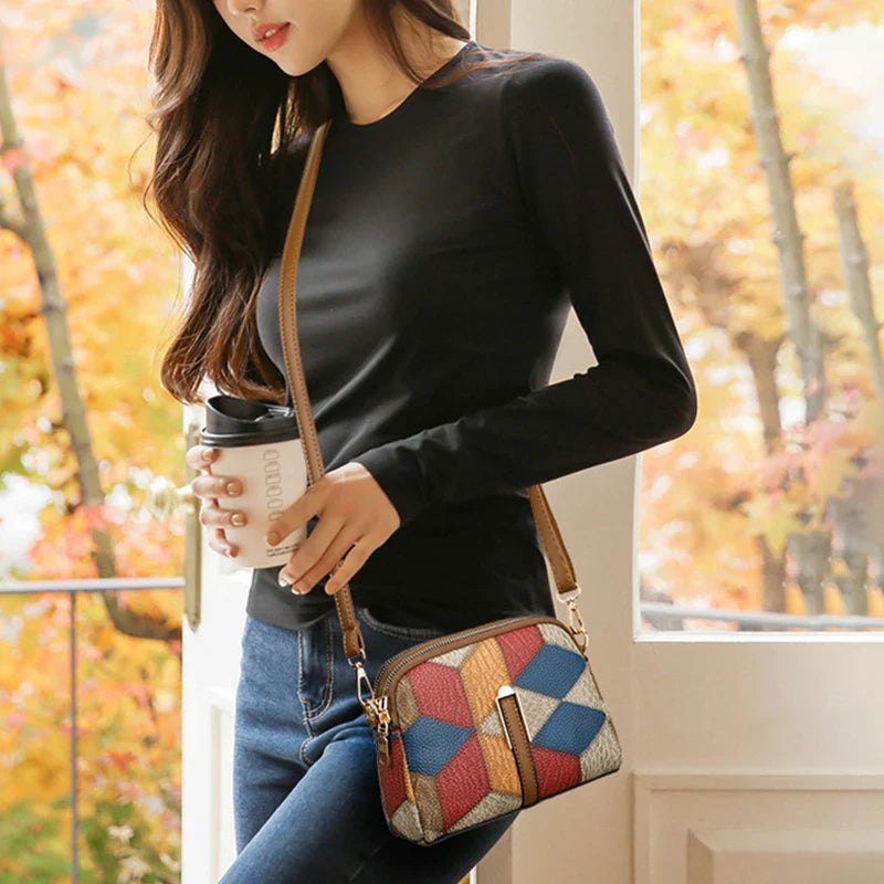 Bria | Women's Patchwork Design Mini Crossbody Sling Bag