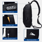 Stylish Multi-Pocket Sling Bag with Passport Lock and USB Charging Port