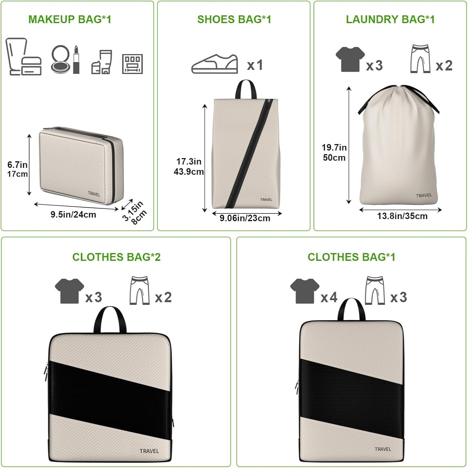 Ashlynn | 6 Pack Compression Packing Cubes Travel Organisers