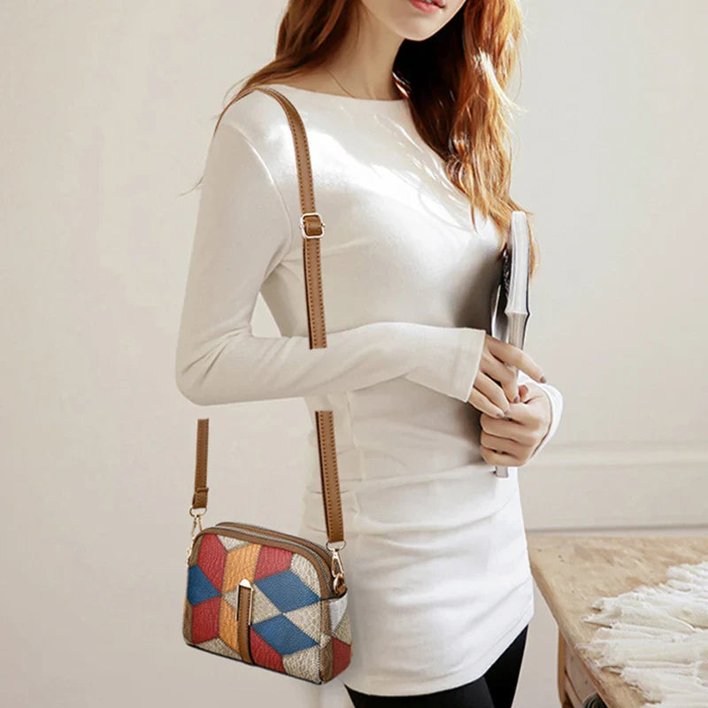 Bria | Women's Patchwork Design Mini Crossbody Sling Bag