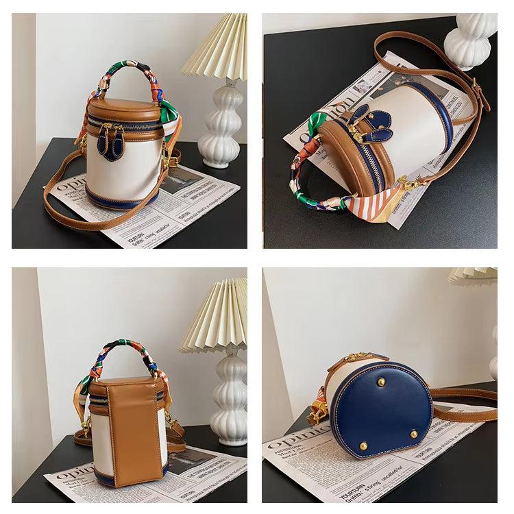 Mariah | Cylinder Crossbody Handbag with Scarf