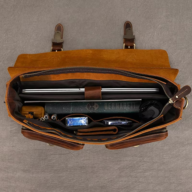 Jesse | Vintage Leather Crossbody Messenger Laptop Handbag