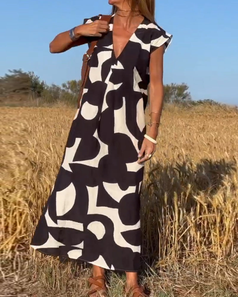 CLAIRE | Printed Maxi Dress with V-Neck
