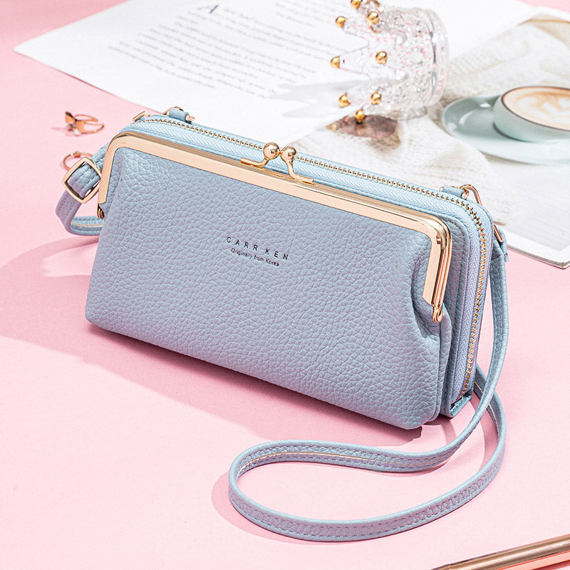 Spacious and Versatile Kiss-lock Crossbody Phone Bag