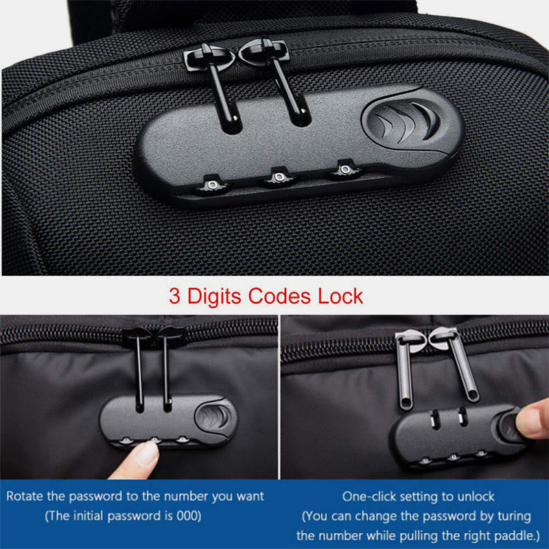 Stylish Multi-Pocket Sling Bag with Passport Lock and USB Charging Port