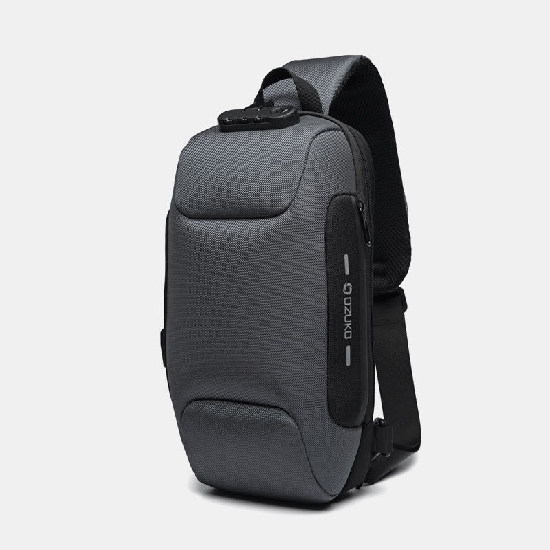 Stylish Multi-Pocket Sling Bag with Passport Lock and USB Charging Port