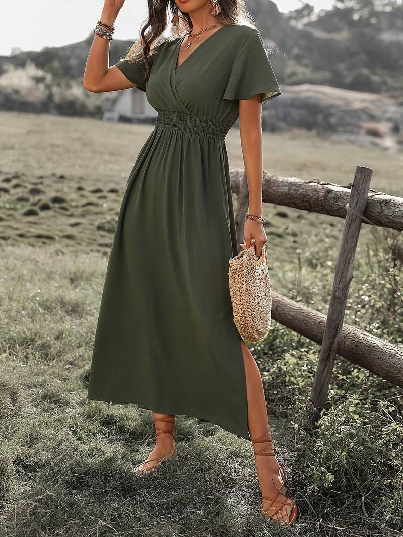HEATHER | Elegant V-Neck Long Boho Dress