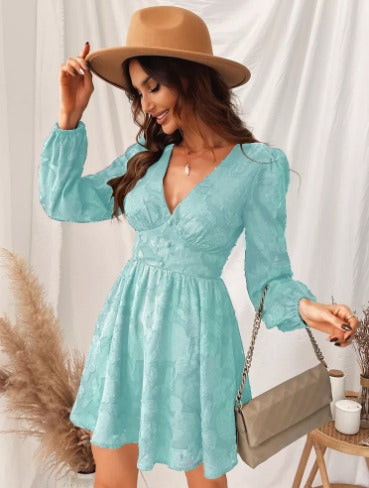 ANNA | Gorgeous Satin Dress with Puff Sleeves