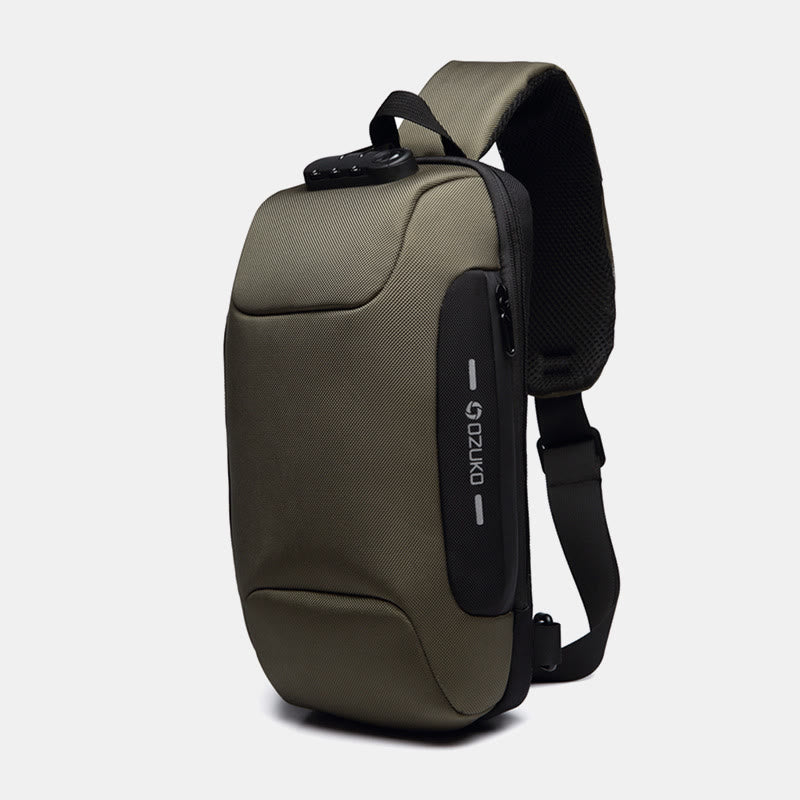 Stylish Multi-Pocket Sling Bag with Passport Lock and USB Charging Port
