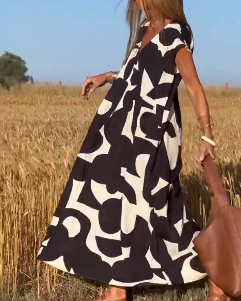 CLAIRE | Printed Maxi Dress with V-Neck