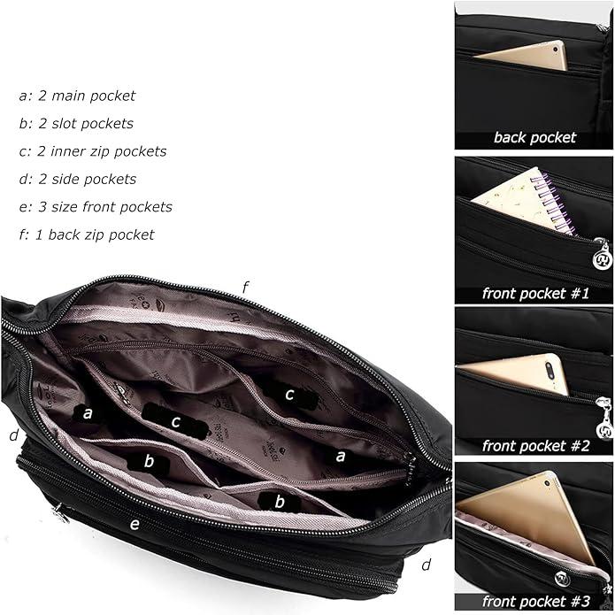 Rosa | Lightweight Multi-Pocket Crossbody Messenger Travel Bag