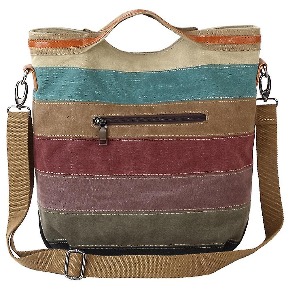 Cal | Canvas Stripes Crossbody Messenger Handbag