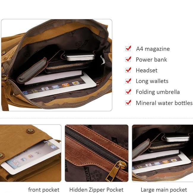 Roger | Vintage Small Canvas Crossbody Messenger Bag
