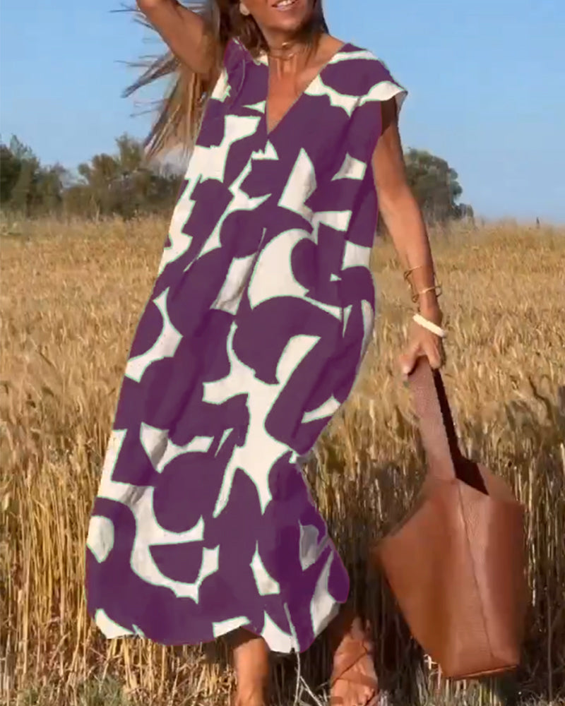 CLAIRE | Printed Maxi Dress with V-Neck