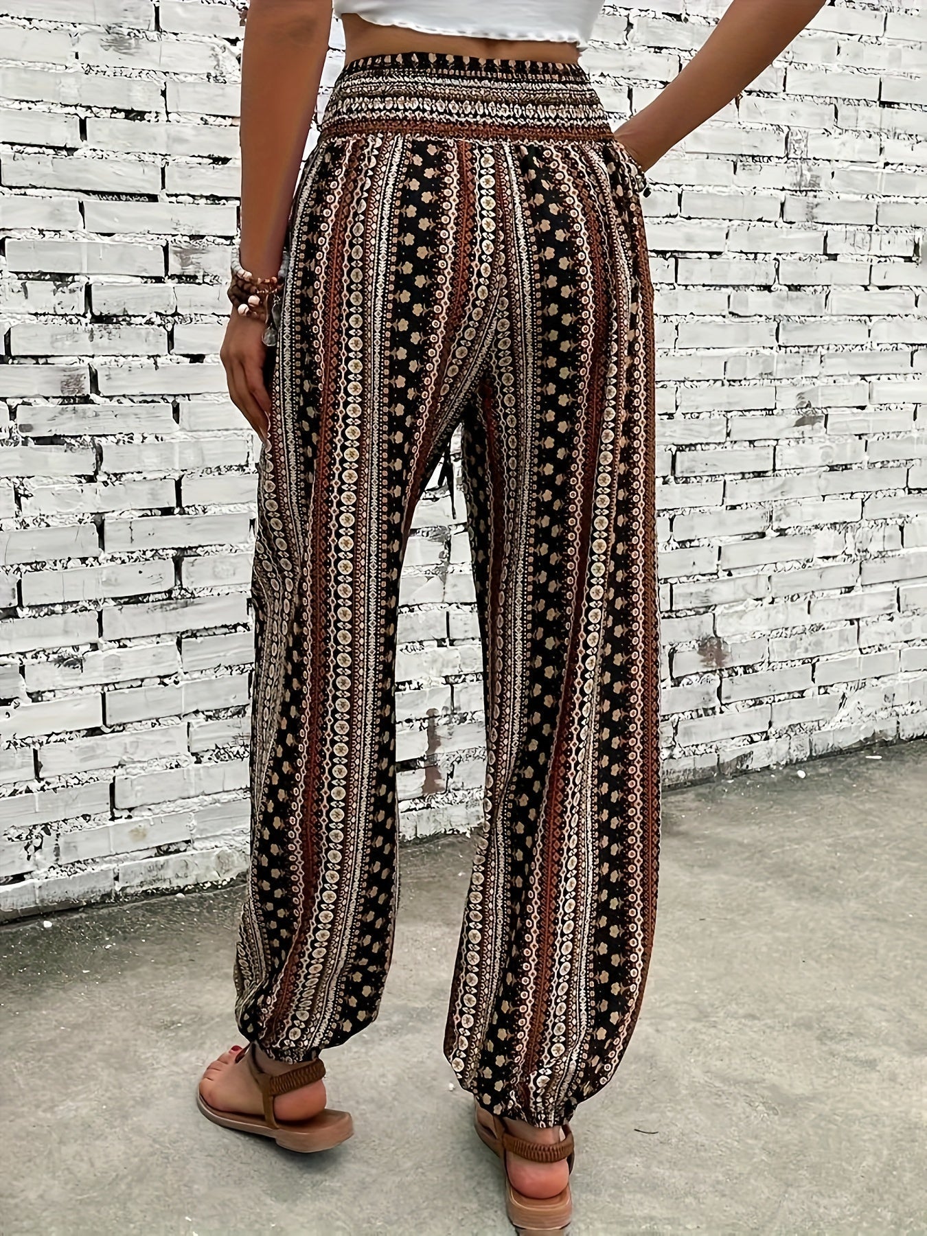Riley | High-Waist Printed Trousers – Embrace the Boho Spirit
