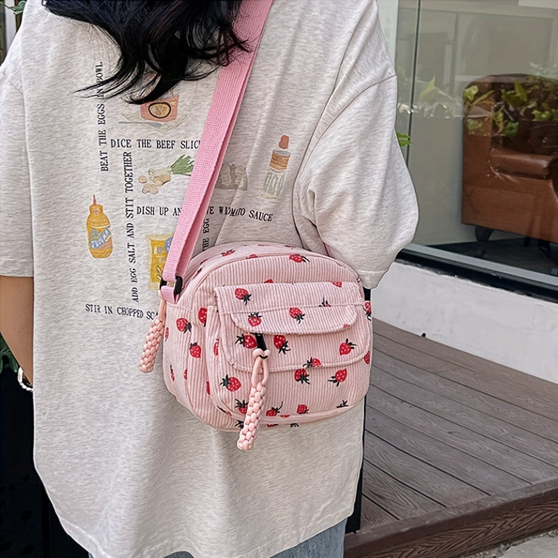 Ellison | Strawberry Delight Corduroy Crossbody Bag