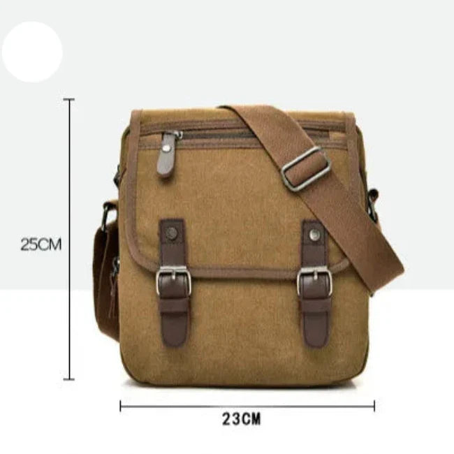 Raul | Small Multi-Pocket Canvas Crossbody Messenger Bag