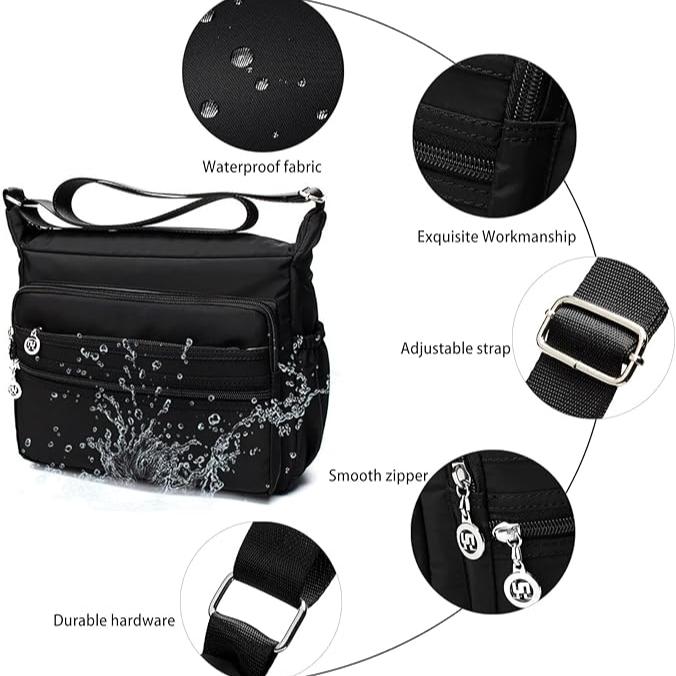 Rosa | Lightweight Multi-Pocket Crossbody Messenger Travel Bag