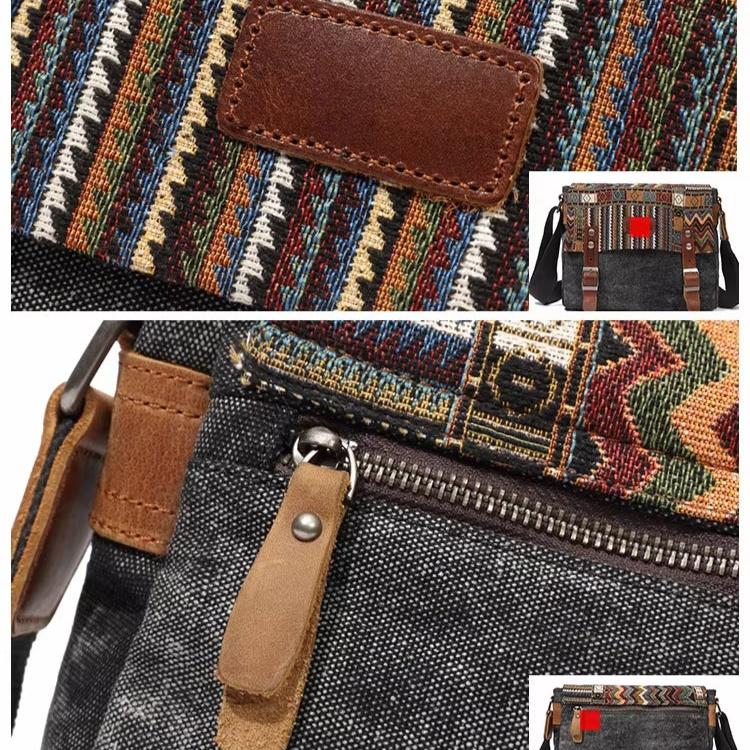 Jude | Vintage Striped Pattern Canvas Crossbody Messenger Bag