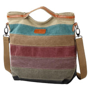 Cal | Canvas Stripes Crossbody Messenger Handbag