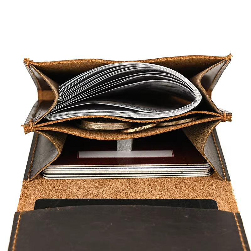 Zhuri | Vintage Bifold Cow Leather Travel Wallet with Snap Button