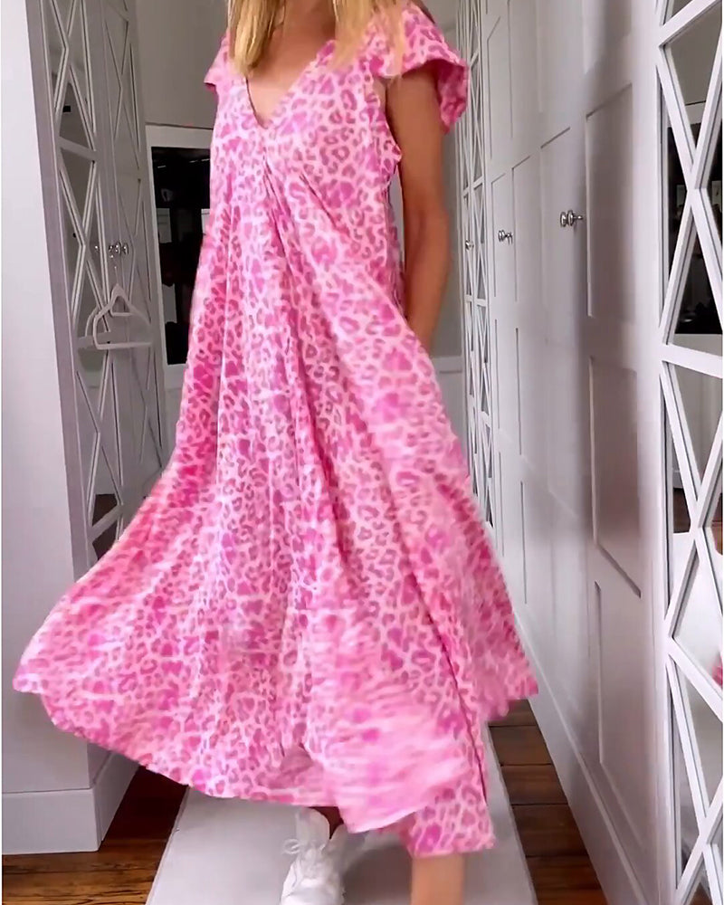 VANESSA | V-Neck Short Sleeve Long Dress