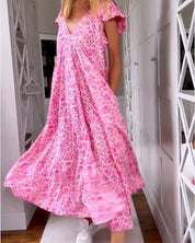 VANESSA | V-Neck Short Sleeve Long Dress