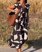 CLAIRE | Printed Maxi Dress with V-Neck