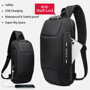 Stylish Multi-Pocket Sling Bag with Passport Lock and USB Charging Port