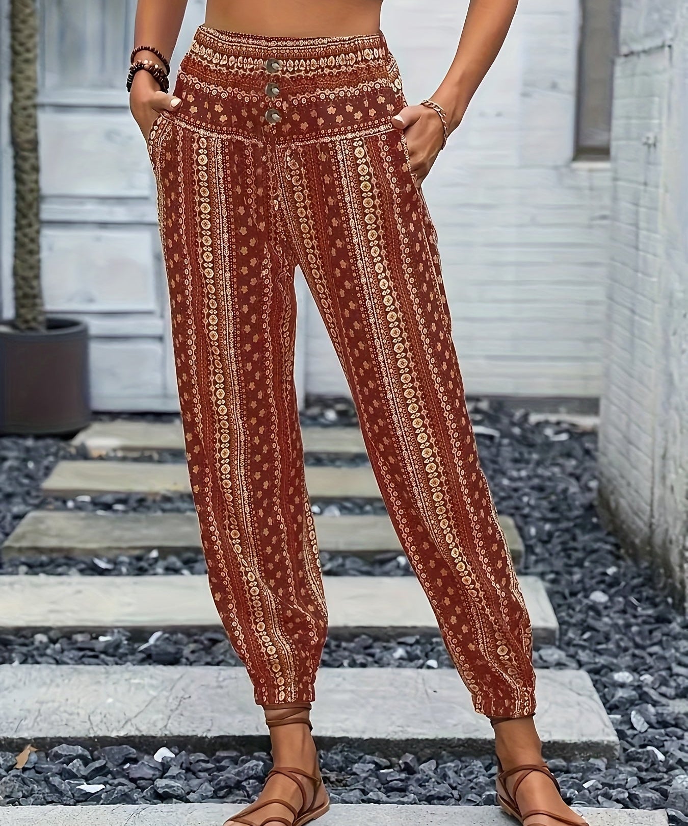 Riley | High-Waist Printed Trousers – Embrace the Boho Spirit