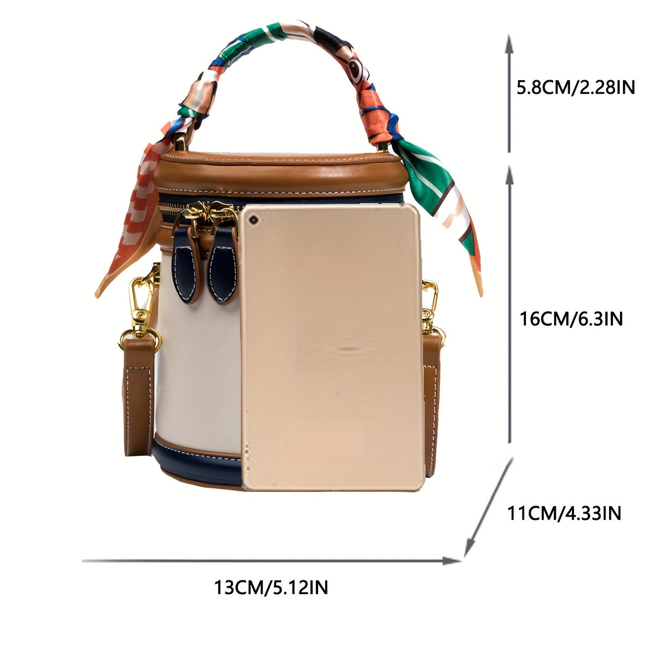 Mariah | Cylinder Crossbody Handbag with Scarf