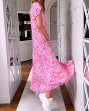 VANESSA | V-Neck Short Sleeve Long Dress