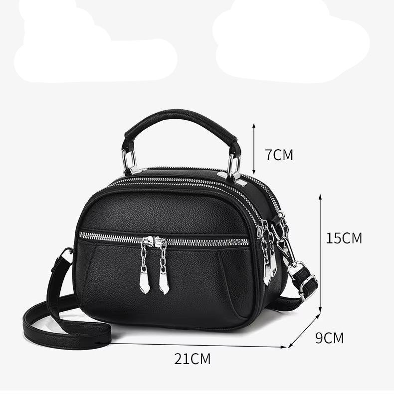 Kaeli | Small Compact Multi-Zip Crossbody Handbag
