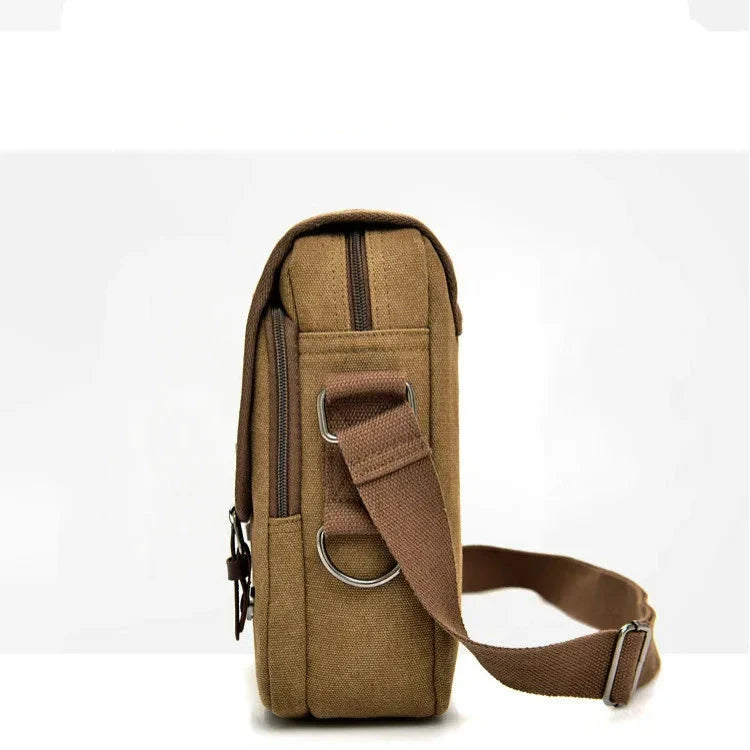 Raul | Small Multi-Pocket Canvas Crossbody Messenger Bag