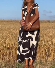 CLAIRE | Printed Maxi Dress with V-Neck