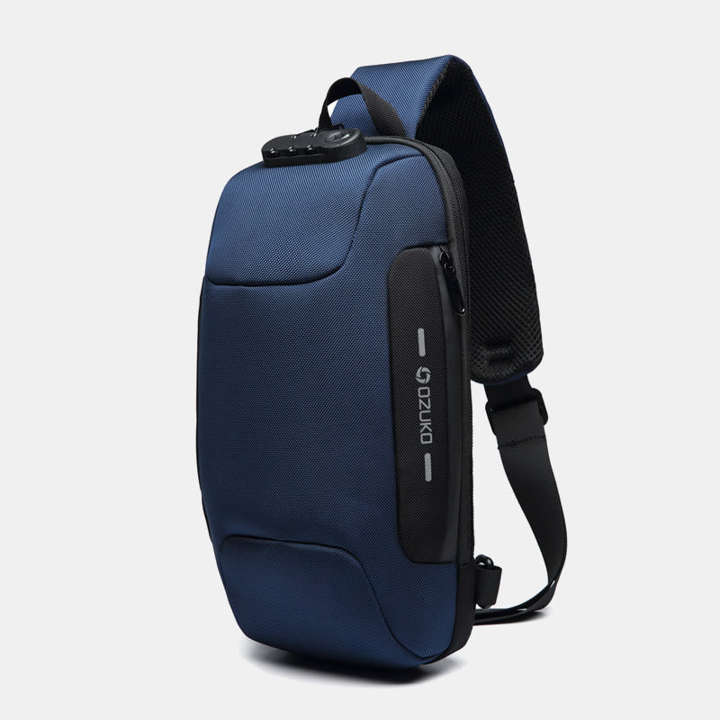 Stylish Multi-Pocket Sling Bag with Passport Lock and USB Charging Port
